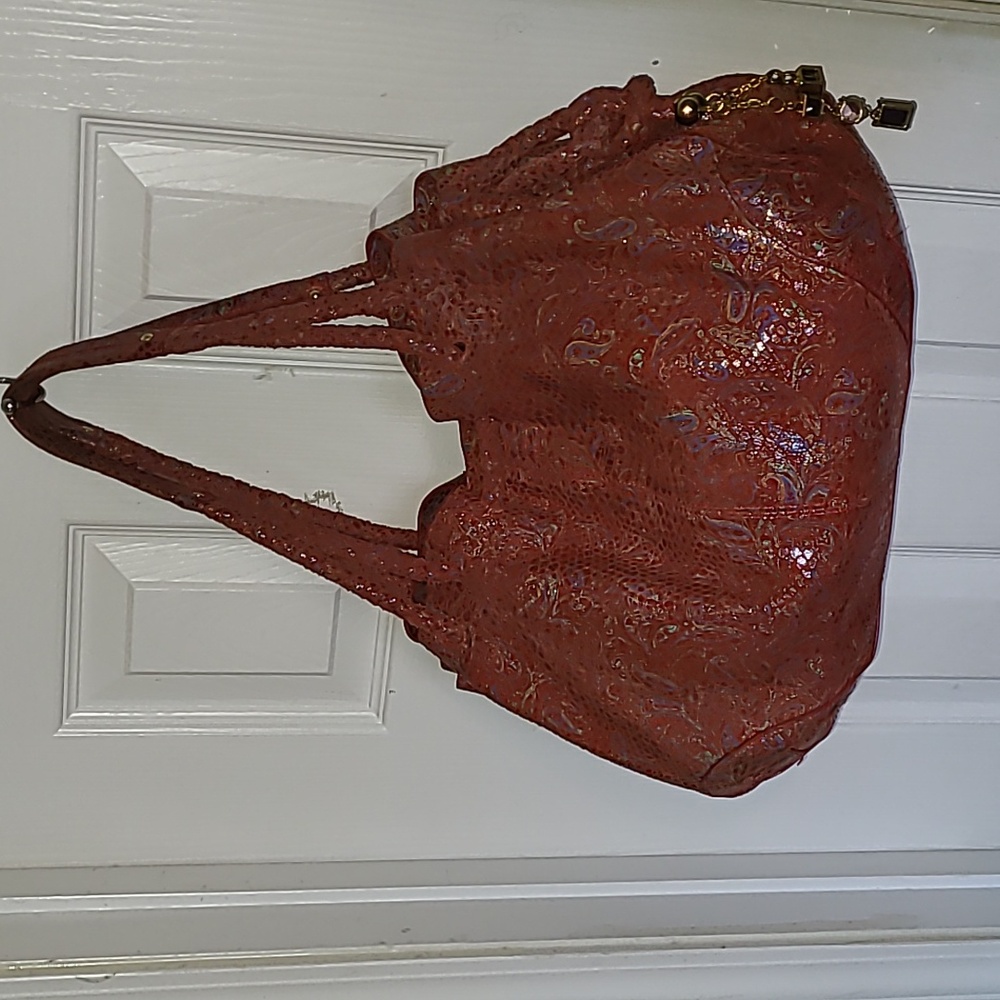 Sharon Gioe Italian Collection L/XL Handbag Genuine Leather Paisley